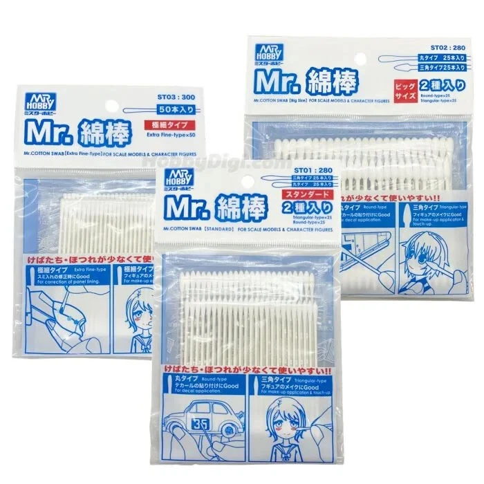 Mr Hobby Mr Cotton Swab - ST01 Standard Size - ST02 Big Size - ST03 Extra Fine