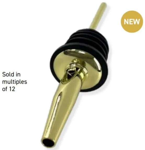 Bottle Speed Pourer Pack of 12  Tapered Gold Plated Drink Pourers Metal