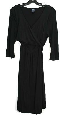Gap Maternity Womens Black Surplice Neck Long Sleeve Tie Up Waist A Line  Dress L | eBay