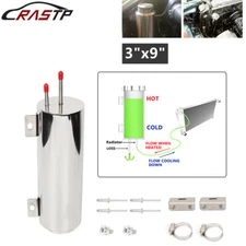 3" X 9" 32OZ Polished Stainless Steel Radiator Coolant Over Flow Puke Tank Can