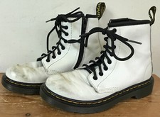 Doc Martens White Leather Lace Zip Up Childrens Girls Boys Boots US 1 EU 32