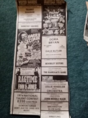 El70  1974 advert folded frankie Vaughan Dora Bryan beverley sisters margate 