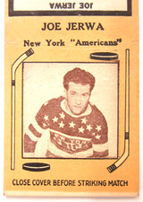 1936 JOE JERWA N.Y. AMERICANS hockey tan Diamond Matchbook cover w/striker