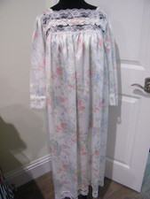 vtg CHRISTIAN DIOR md PHILIPPINES sz L NIGHTGOWN long POLY PINK/LACE/FLORAl