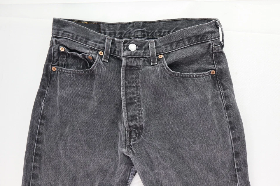 VTG 80s 90s Levis 501 US Mens 30 x 29 Black Denim Fade Jeans DISTRESSED - Image 3 of 4