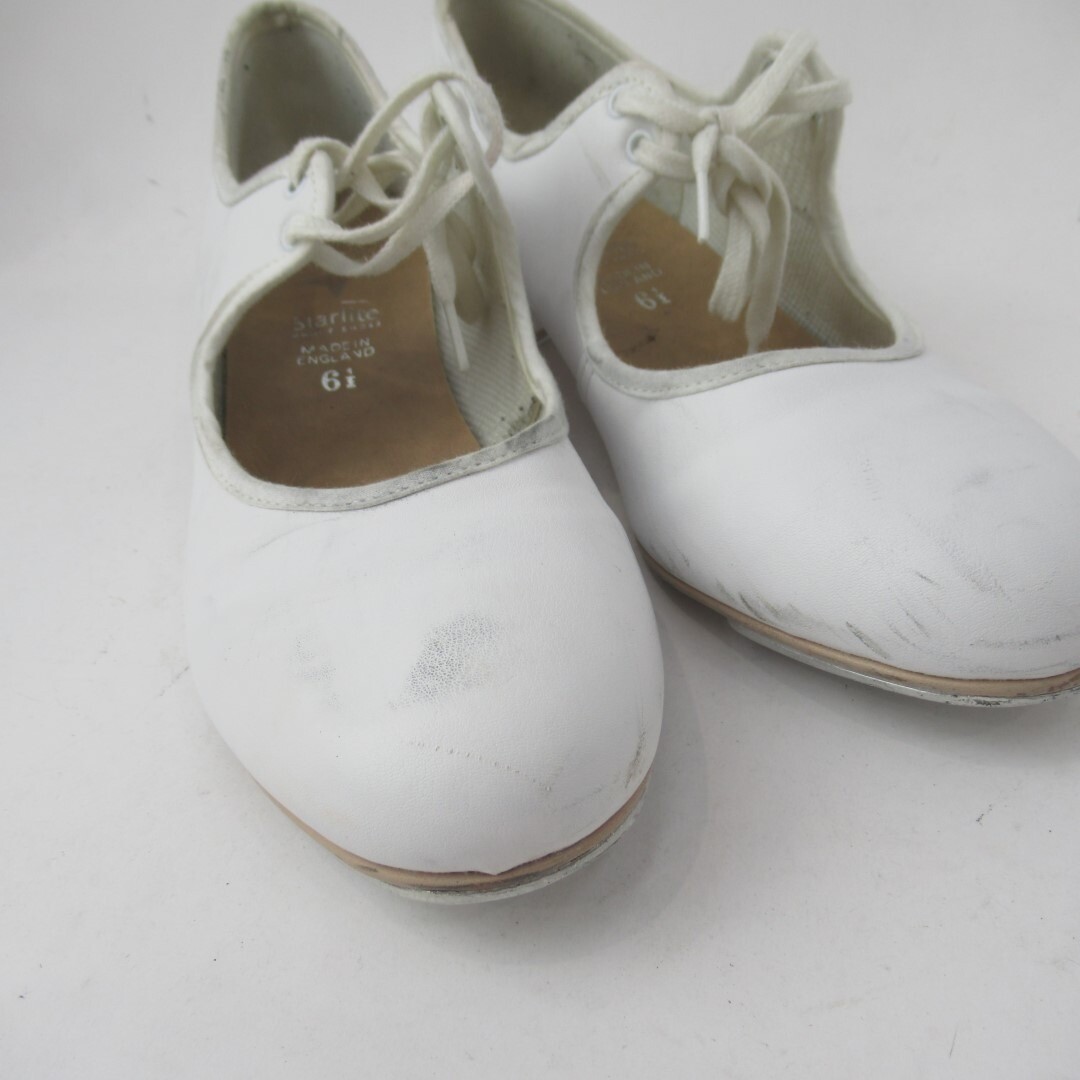 Starlite Katz Dance Tap Jazz Shoes Ladies UK 6.5 White Lace Up Faux