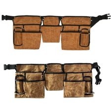 Adjustable Canvas Tool Belt with 19 Pockets for Efficient Storage Quick Access