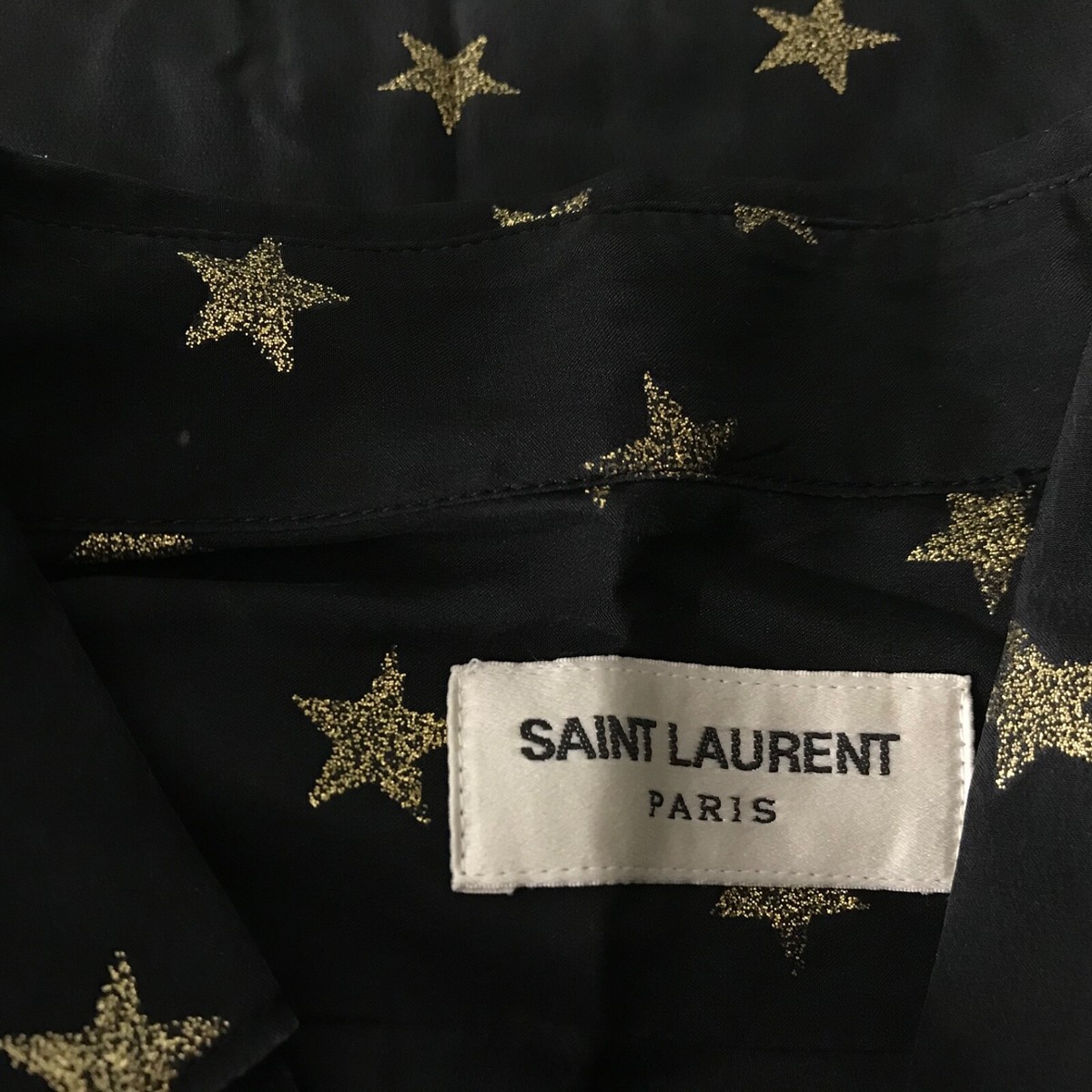 Saint Laurent Paris Size S Shirt Gold Star Print Button-Down Top