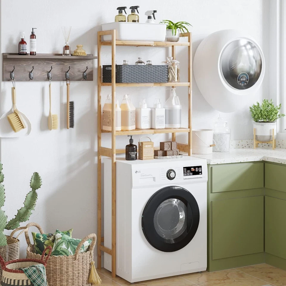Waschmaschinenregal Holz Toilettenregal Bambus WC Regal über Waschmaschine DHL - Bild 1 von 4