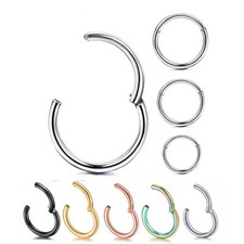 Surgical Steel Nose Ring Ear Lip Rings Hinged Clicker Rings Hoops 20G 18G 16G