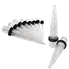 18PCS Clear Acrylic Ear Plug Kit /O-Ring Ear Stretching Set 14G-00G Ear Gauge