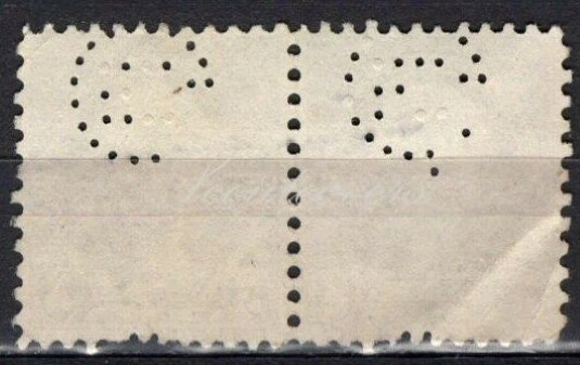 Perfins USA 1932, Sc720 2x 3c Washington. Used GE Boston - Image 2 of 3