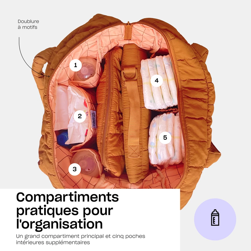 Hylat Baby Sac à langer avec matelas à langer et sac en toile - Marron - Photo 3/4