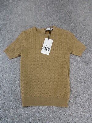 Zara Sweater Womens Xs Brown Cable Knit New