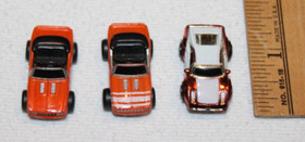 3 Galoob Micro Machines chrome Ferrari & 2 orange 1968 Camaro convertibles lot