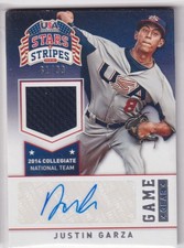 2015 Panini USA Baseball Stars & Stripes #51 Justin Garza Game Gear Auto #/99