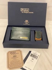NEW Polo Ralph Lauren Whitehouse Cox GREEN Bridle Leather Slim Card Case Wallet