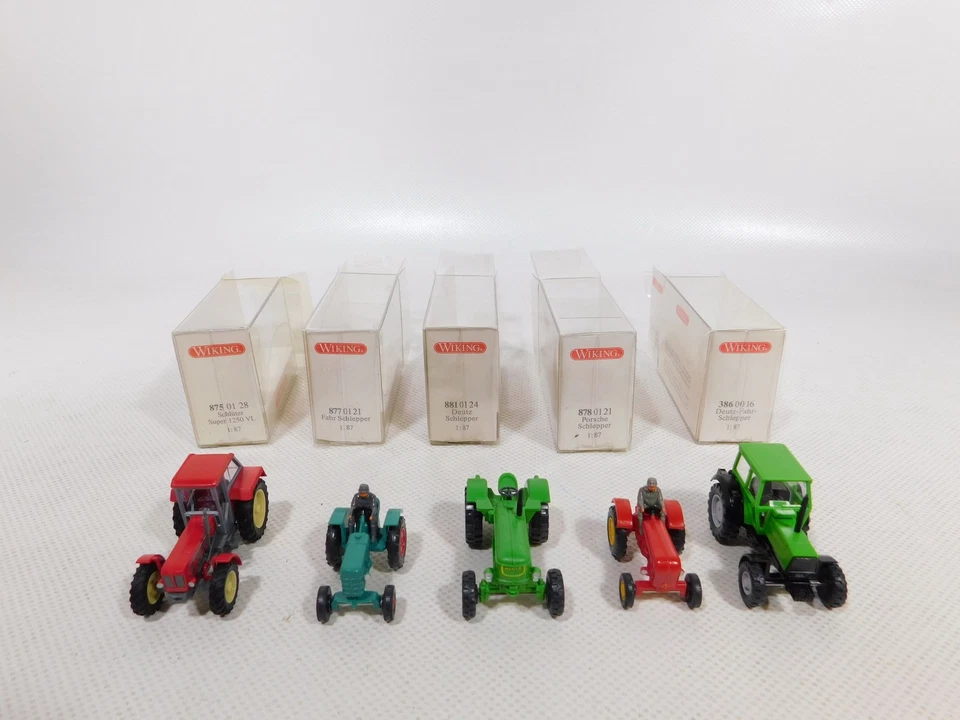 5x wiking H0 1:87 Trattore Deutz Schlüter 877 Fahr 878 Porsche Top + Box # - Immagine 4 di 4