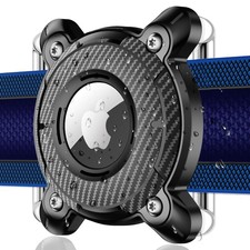 Dog Collar Holder for Airtag, Waterproof with Metal Buckle Black 1 Pack Hard TPU