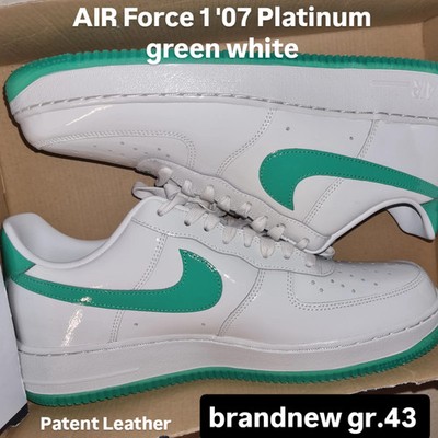 Nike Airforce 1 07 Plarinum White/Green Lackleder limited 43