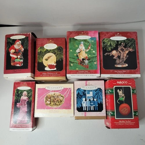 Christmas Ornaments Keepsake Hallmark Lot Of 8 With Boxes Vintage