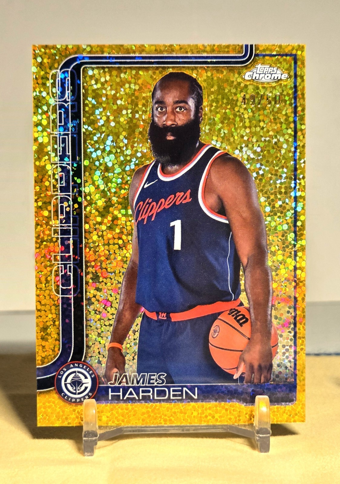 2025 Topps Chrome James Harden #54 Gold Speckle Image Variation Ssp #49/50