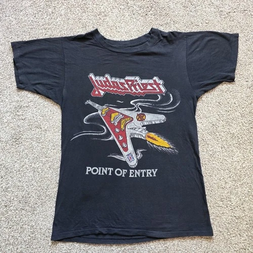 Judas Priest Point Of Entry World Wide Blitz Tour S 1980s vintage concert t-shirt, vintage, single stitch, B+ condition