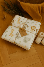 Watercolor Safari Animals Minky Blanket  Baby Lion Elephant Zebra