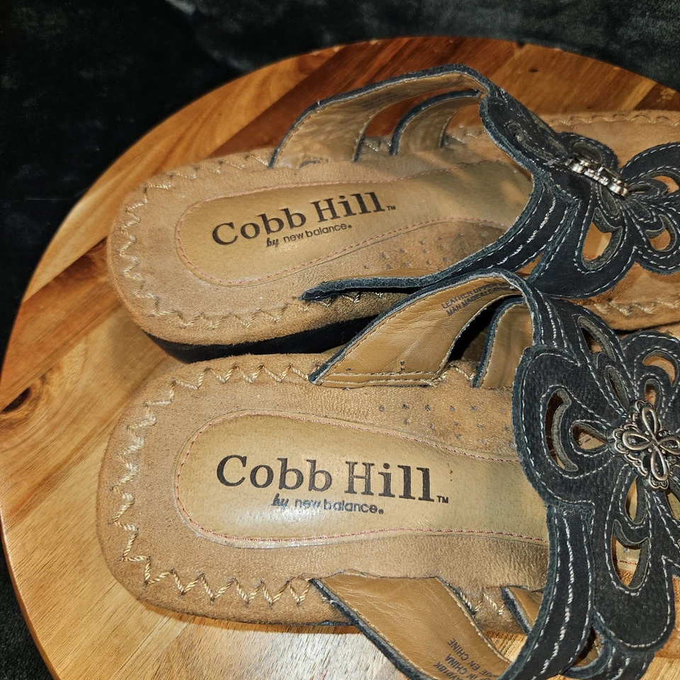 COBB HILL BY NEW Balance 花朵凉鞋楔形拖鞋女式鞋 8.5 M 黑色 — 第 4/4 张图片