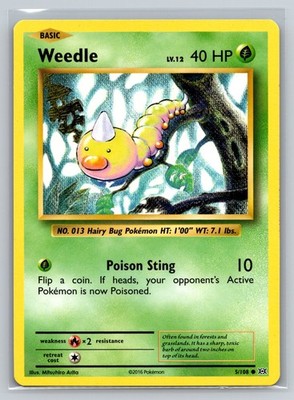 Weedle 5/108 XY Evolutions Pokemon TCG Grass Basic Poison Sting Hairy Bug Card