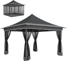 Gazebo Pieghevole 3.6X3.6 M Pop up Ad Altezza Regolabile a 3 Livelli Con Zanzari