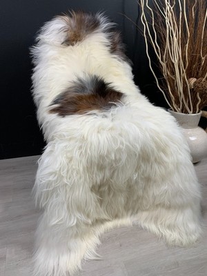 White Brown Sheepskin Rug Genuine Real Seat Cover Pet Bed Throw