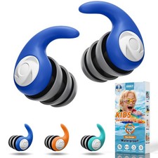 Waterproof Swimming Ear Plugs for Kids - 3 Pairs of Reusable Soft Silicone Sw...