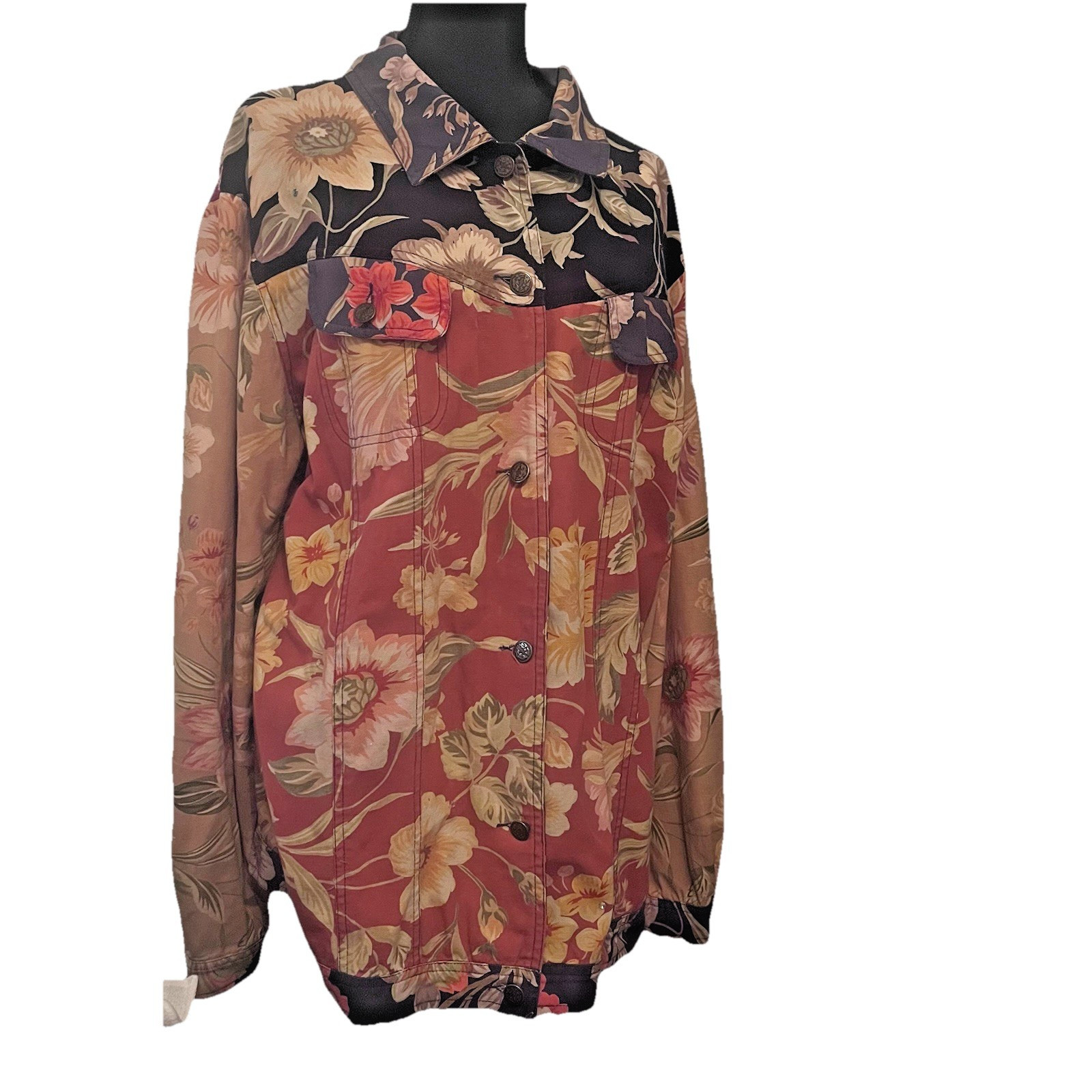 Stonebridge Floral Button Front Jacket Women’s 6X… - image 1