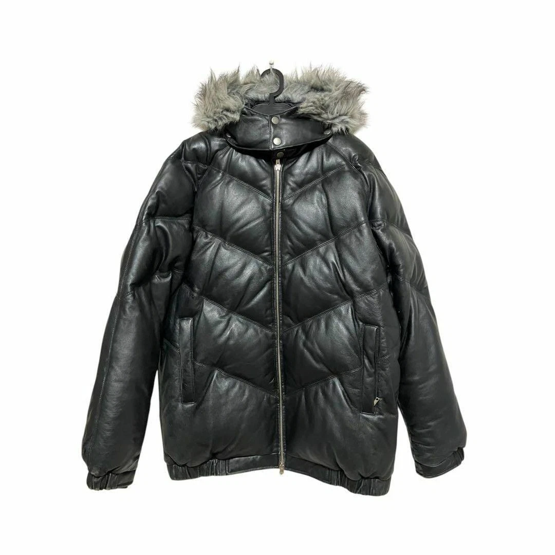 Doudoune cuir zippée noire L Supreme 05AW d'occasion