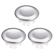3Pcs Sink Trim Overflow Cover Ring Double Layer Metal Hole Insert in Caps Silver