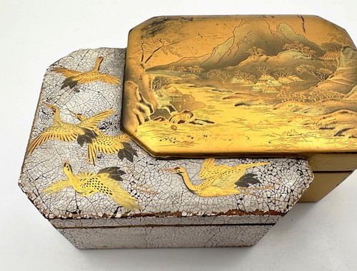 ANTIQUE JAPANESE LACQUER BOX MEIJI PERIOD A/F - Picture 5 of 13