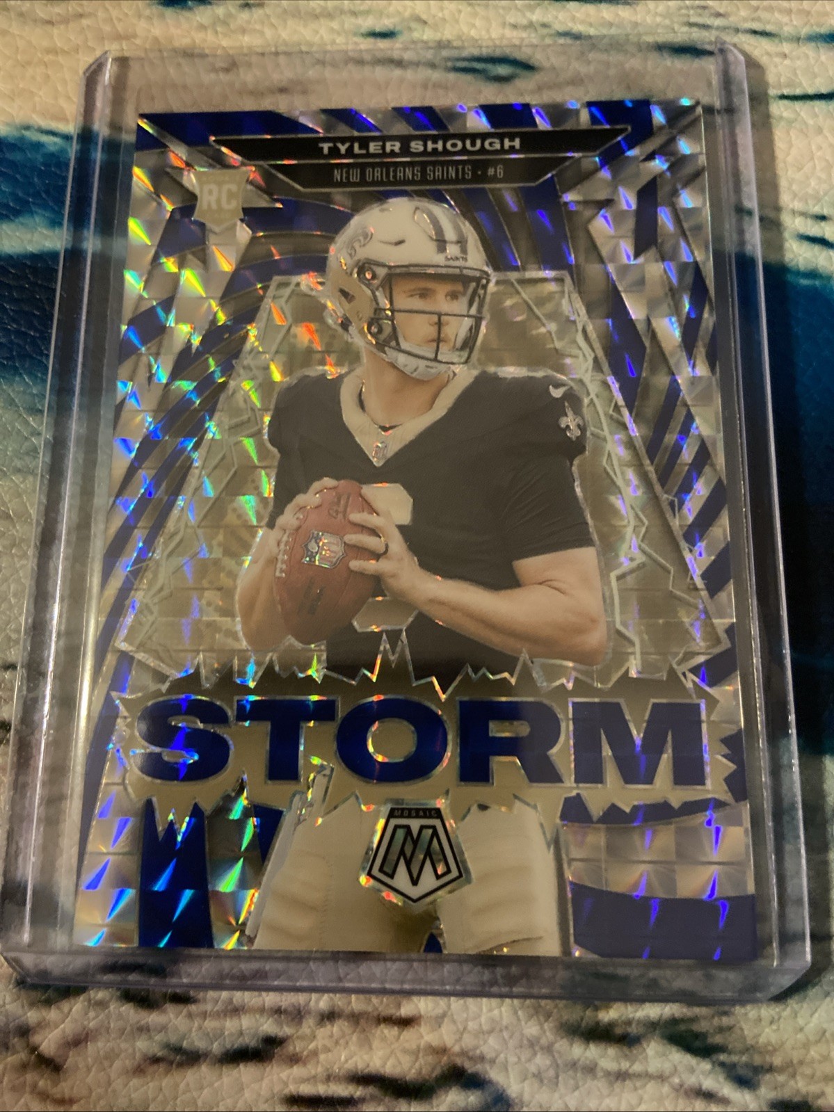 2025 Panini Mosaic Tyler Shough Storm Blue Mosaic /99 Rookie 