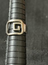 Vintage 925 Sterling Silver Greek Key Pattern Wide Band Ring Size 6