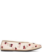 Khaite - Women - Marcy embroidered canvas flats - Nude/Raspberry