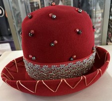 Beautiful Vintage Chapeaux DuMonde Red Felt Hat