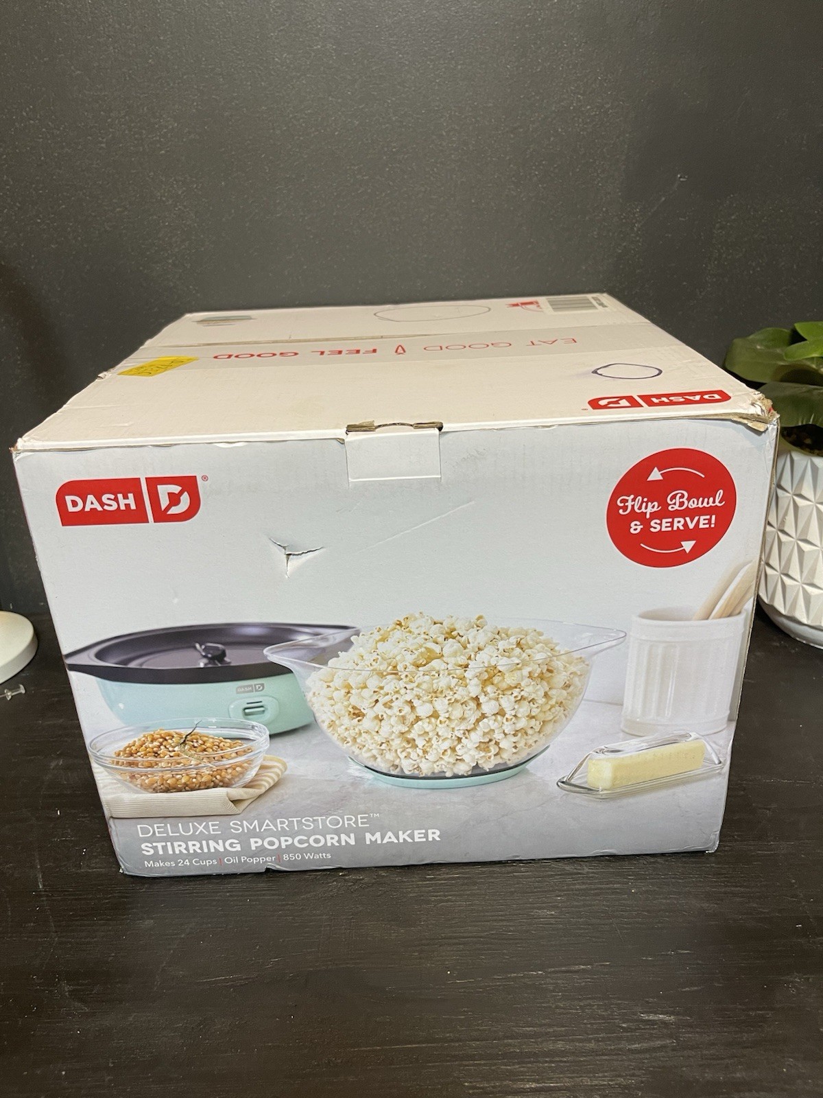 Blue Dash Smartstore Stirring Popcorn Maker Large 24 Cups Flip Bowl And Serve