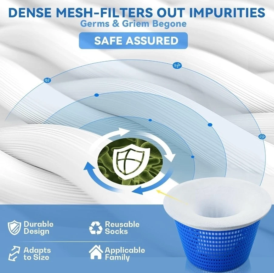 Filtro de calcetines de piscina para skimmer canasta red calcetín de filtro de piscina subterránea (40, blanco) Foto 3 de 4