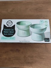 Necoichi BPA-Free Elevated Plastic Cat Bowl Seafoam Blue 1.5-cup 2 BLUE BOWLS