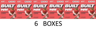 BUILT Bar Strawberries 'N Cream Puff Protein - 4 Bars in 1 Box - 6 BOXES