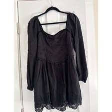 NWT American Eagle Black Eyelet Mini Dress Size Medium | Puff Sleeve dress