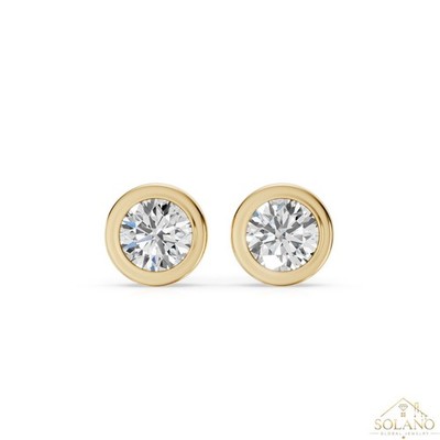 3.00 Ct tw Round Diamond Bezel-Set Stud Earrings 14K Lab created