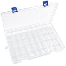 34 Grid Plastic Organizer Box with Adjustable Dividers, Fishing Tackle Box an...