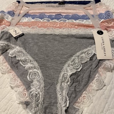 7 Laura Ashley Panties Brief Underwear Lingerie Rayon Spandex Solid Size Large