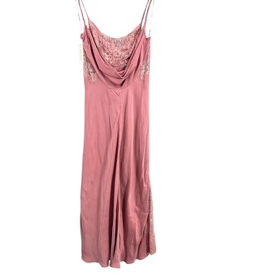 For Love & Lemons Pink Ruby Midi Slip Dress Lace Satin Lingerie Y2K Medium New